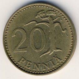 Финляндия 20 пенни 1969 год