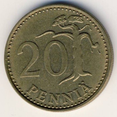 Финляндия 20 пенни 1969 год