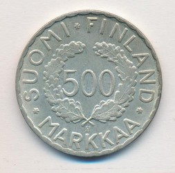Монета Финляндия 500 марок 1952 год - XV летние Олимпийские игры, Хельсинки 1952