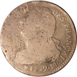 Франция 2 соля 1792 год - Надпись "ROI DES FRANÇAIS"