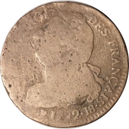 Франция 2 соля 1792 год - Надпись &quot;ROI DES FRANÇAIS&quot;