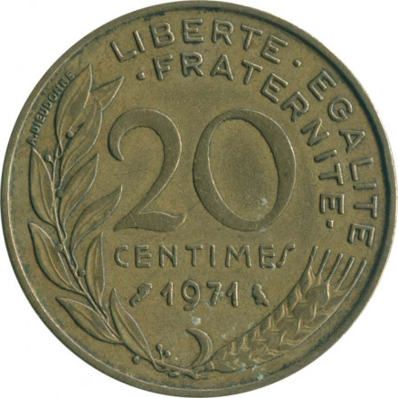 Франция 20 сантимов 1971 год - Марианна