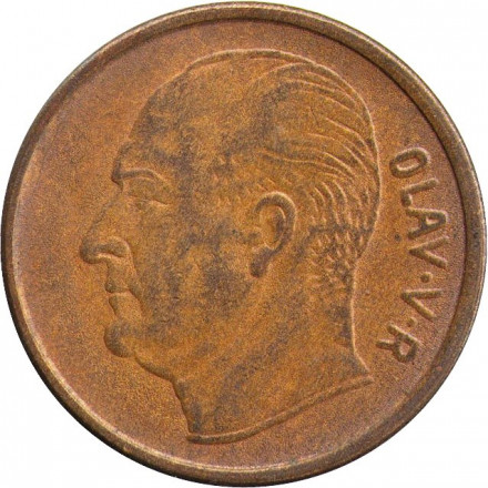 Норвегия 5 эре 1967 год - Король Улаф V. Лось