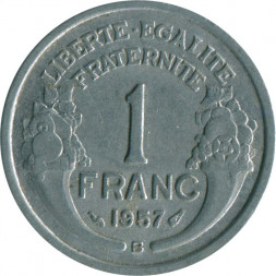 Франция 1 франк 1957 год (B)