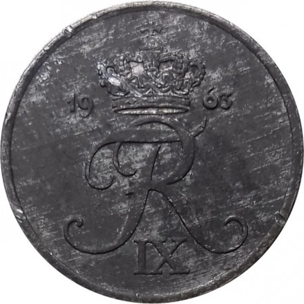 Дания 1 эре 1963 год (цинк)