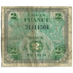 Франция 2 франков 1944 год - Оккупация Америкой - VG
