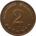 ФРГ 2 пфеннига 1968 год (J) (магнитная)