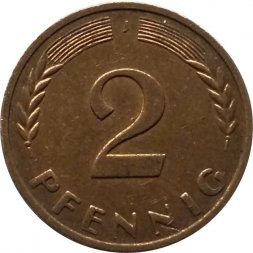 ФРГ 2 пфеннига 1968 год (J) (магнитная)