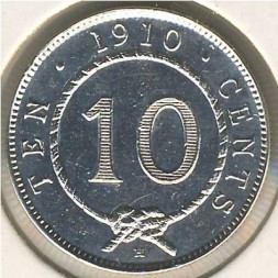 Монета Саравак 10 центов 1910 год