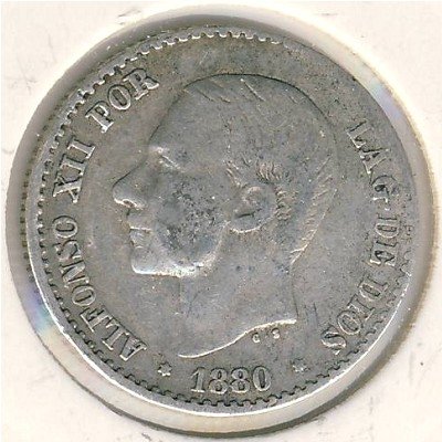 Испания 50 сентимо 1880 год