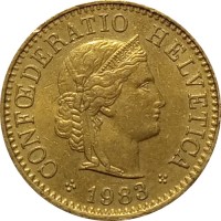 Монета Швейцария 5 раппенов 1983 год