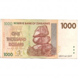 Зимбабве 1000 долларов 2007 год - VF