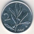 Италия 2 лиры 1986 год