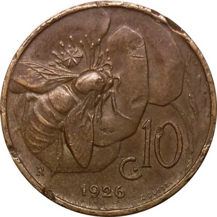 Италия 10 чентезимо 1926 год