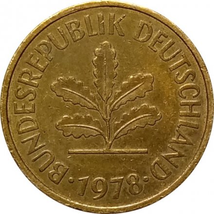 ФРГ 5 пфеннигов 1978 год - F