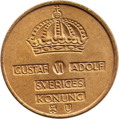 Швеция 1 эре 1971 год - Король Густав VI Адольф