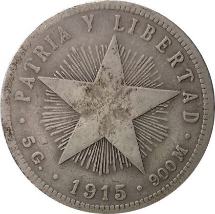 Куба 20 сентаво 1915 год