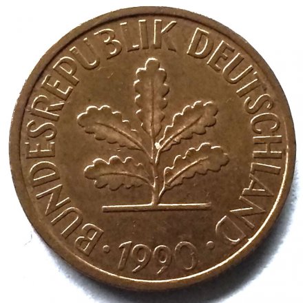 ФРГ 2 пфеннига 1990 год - F