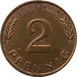ФРГ 2 пфеннига 1990 год - F
