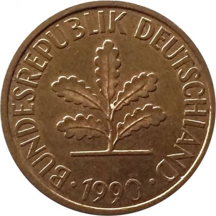ФРГ 2 пфеннига 1990 год - F