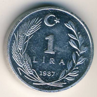Турция 1 лира 1987 год