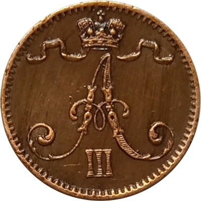 Финляндия 1 пенни 1893 год - Александр III - XF