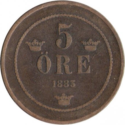 Швеция 5 эре 1883 год - Король Оскар II
