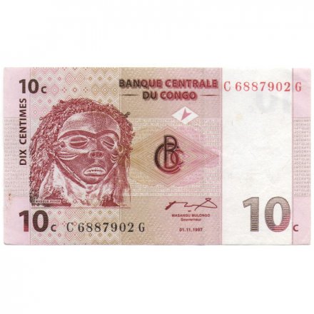 Конго 10 сентимо 1997 год - Маска народа пенде. Танец народа пенде - XF