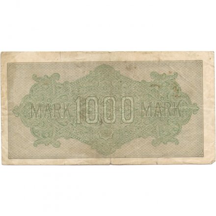 Веймарская Республика 1000 марок 1922 год - Зеленый номер - F-VF