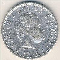 Монета Португальская Индия 1 рупия 1904 год - Карлуш (Карл) I Мученик