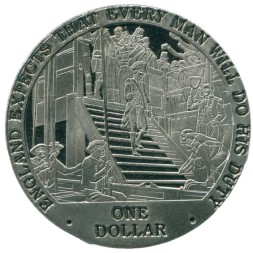 Острова Кука 1 доллар 2007 год - Нельсон спускается по лестнице
