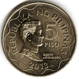 Монета Филиппины 5 песо 2013 год - Эмилио Агинальдо