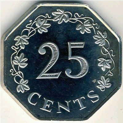 Мальта 25 центов 1976 год