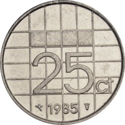 Нидерланды 25 центов 1985 год