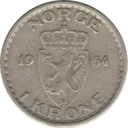 Норвегия 1 крона 1954 год
