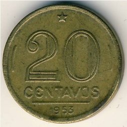 Бразилия 20 сентаво 1953 год