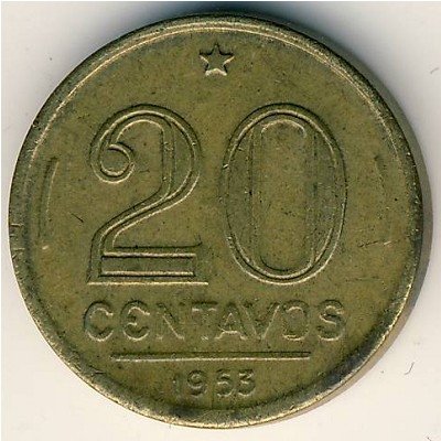Бразилия 20 сентаво 1953 год