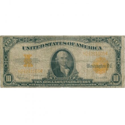 США 10 долларов 1922 год - Золотой сертификат - F 