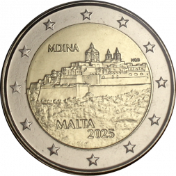 Мальта 2 евро 2025 - Мальтийские стены - Мдина