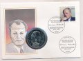 Либерия 1 доллар 1993 год - 80 лет со дня рождения Вилли Брандта (конверт с маркой)