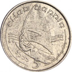 Остров Мэн 5 пенсов 1990 год (отметка "AA" на реверсе)