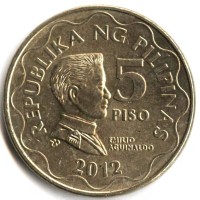 Монета Филиппины 5 песо 2012 год - Эмилио Агинальдо