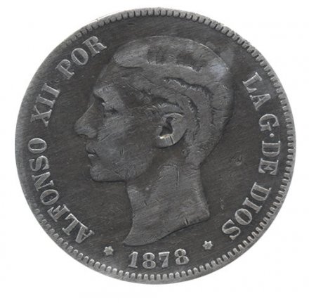 Испания 5 песет 1878 год (EE M)