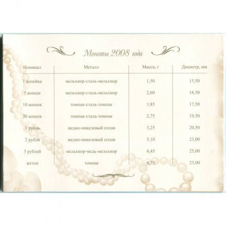 Свадебный набор монет (8 шт.), 2008 год, Россия. СПМД (в буклете)