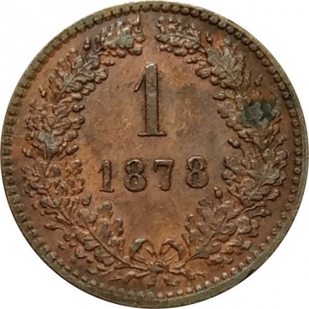 Австрия 1 крейцер 1878 год