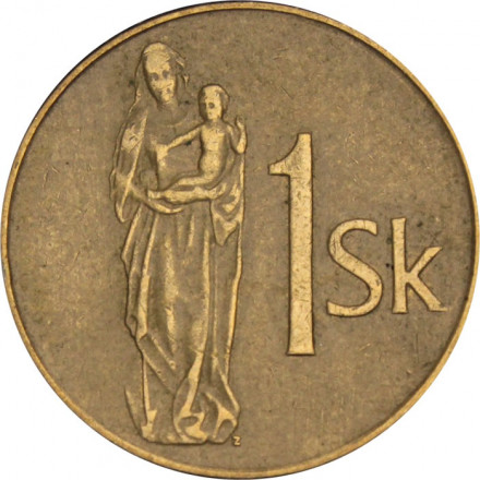 Словакия 1 крона 1993 год - Мадонна с младенцем 