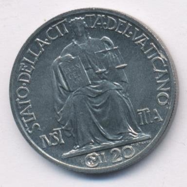 Ватикан 20 чентезимо 1942 год
