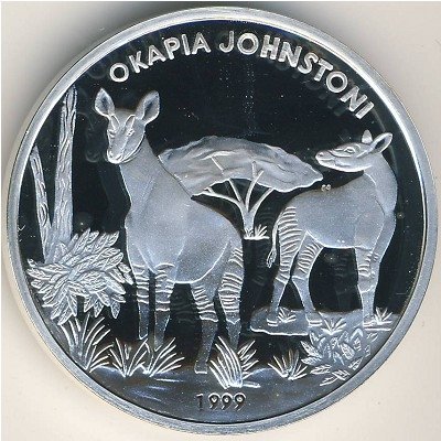 Чад 1000 франков 1999 год - Окапи Джонстона
