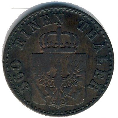 Пруссия 1 пфеннинг 1848 год