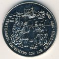 Куба 1 песо 1990 год - 500 лет открытию Америки. Колумб и аборигены (медь-никель)